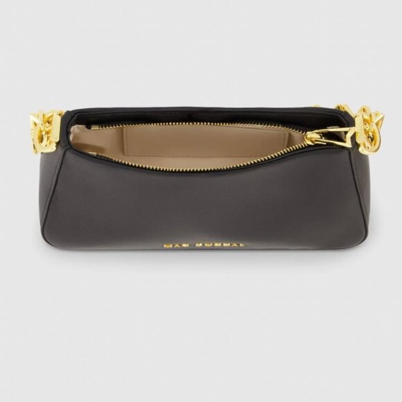 Mac Duggal  Black Small Gold Strap Nappa Leather Shoulder Bag BLACK  NWT - Picture 3 of 7